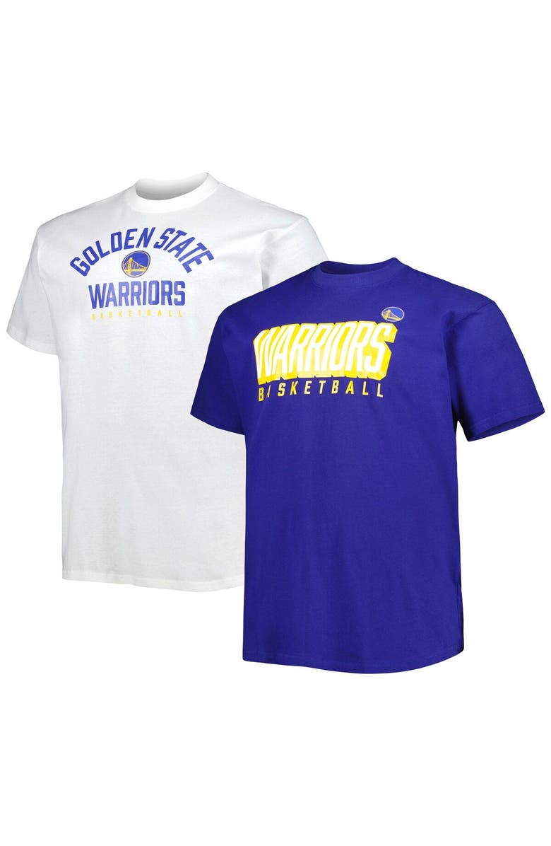 FANATICS Men's Fanatics Branded Royal/White Golden State Warriors Big & Tall Two-Pack T-Shirt Set, Main, color,