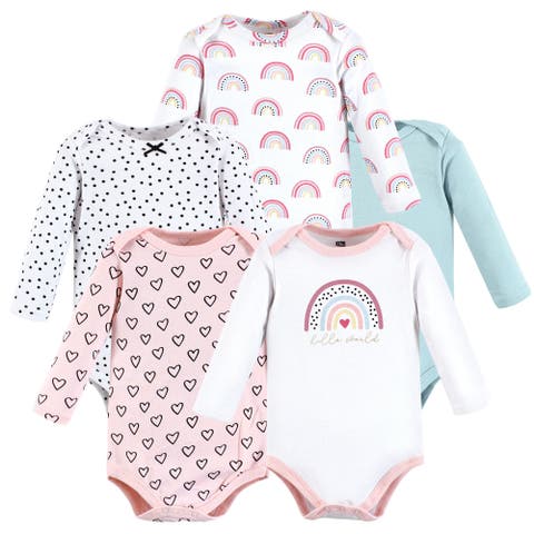 Soft Cotton Long-Sleeve Bodysuits (Five Count) (Baby)