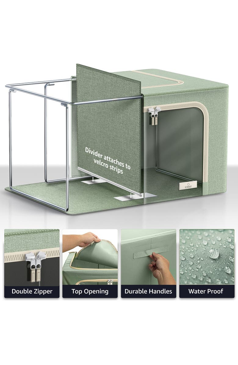 SORBUS Set of 2 Stackable Foldable Organizer Bins, Alternate, color,