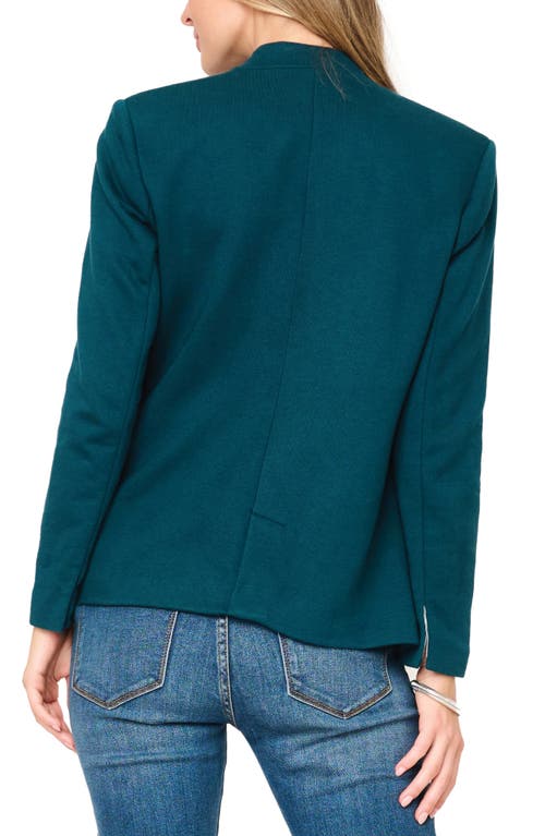 Gibsonlook Inverted Notch Collar Cotton Blend Knit Blazer In Green