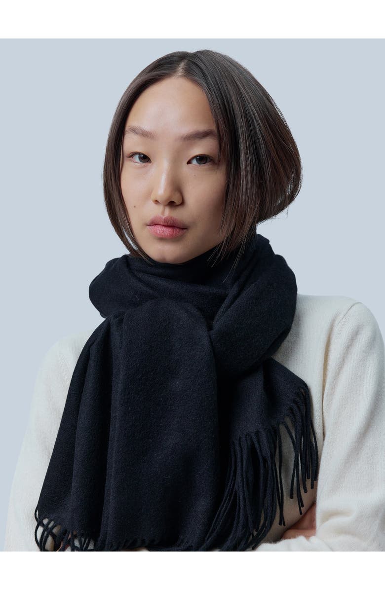Gobi Cashmere Wide Fringe Scarf, Alternate, color, Black