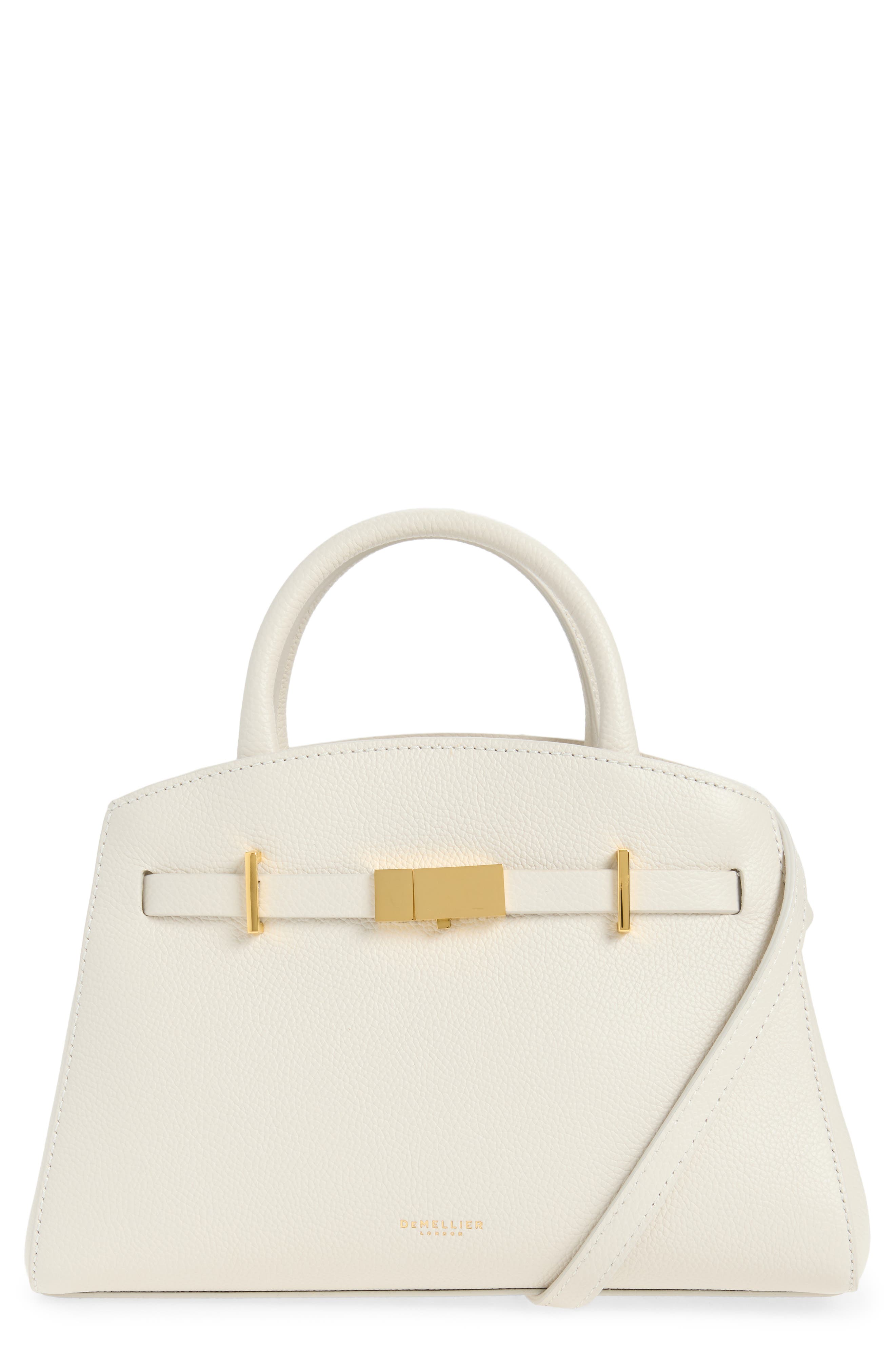 The Small Hudson Leather Tote, Main, color, CHALK