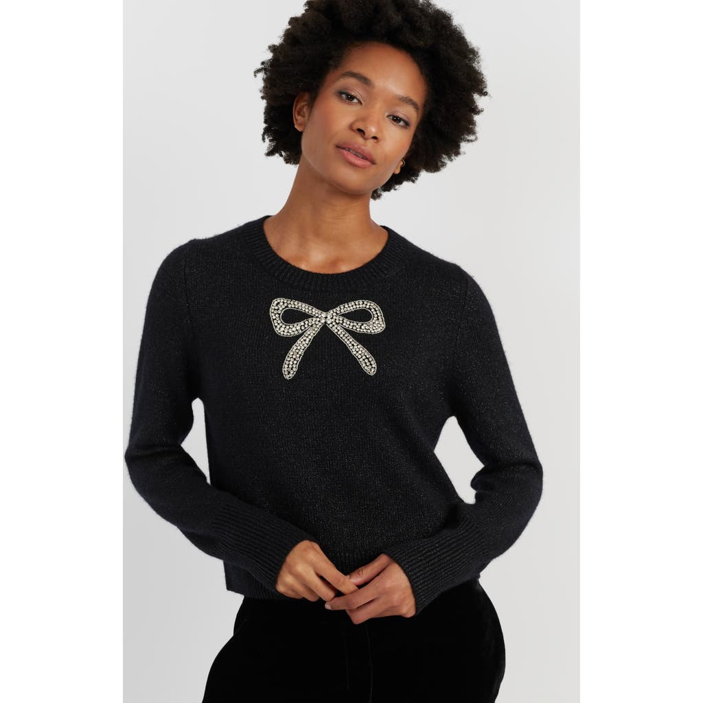 Chinti & Parker Embellished Bow Sweater In Black