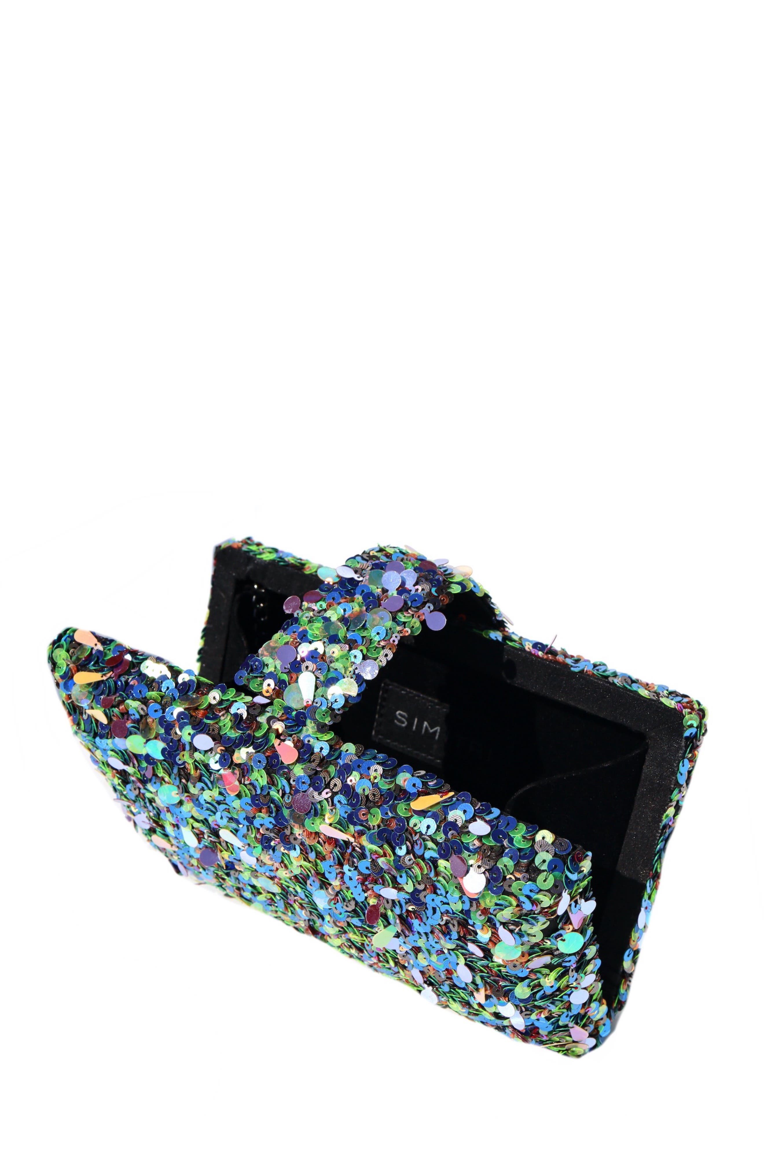 Simitri Melange Sequin Kitsch Clutch, Alternate, color, Peacock Blue