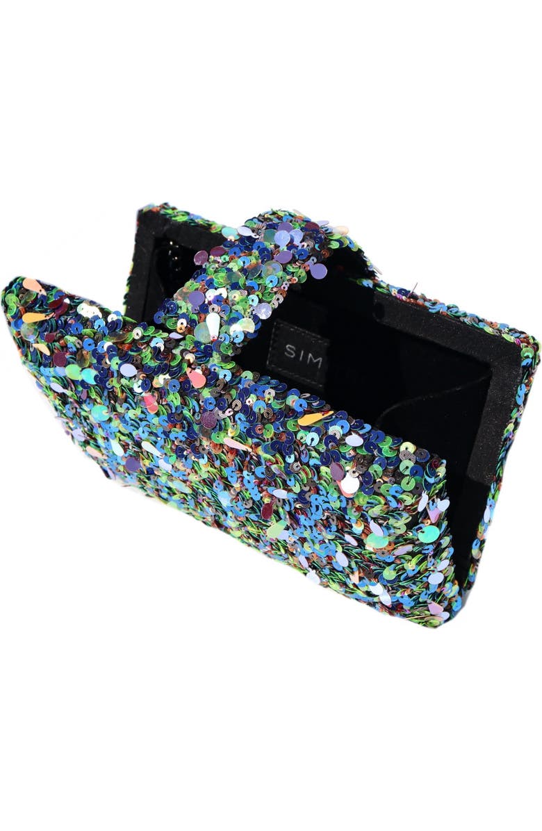 Simitri Melange Sequin Kitsch Clutch, Alternate, color, Peacock Blue