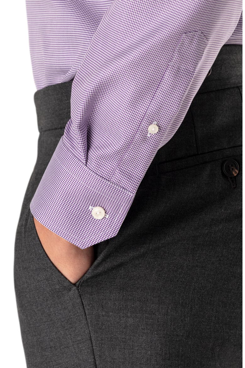 Slim Fit Houndstooth Cotton Dress Shirt, Alternate, color, PURPLE