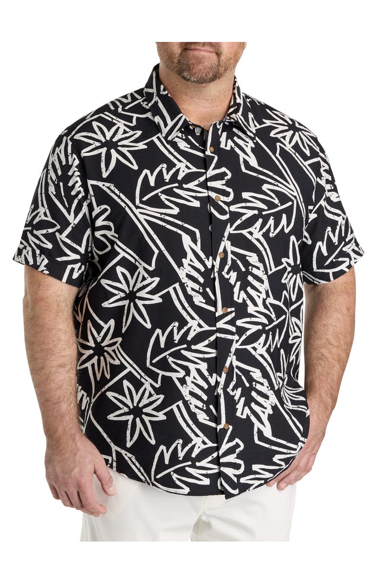 Synrgy by DXL Big & Tall Bold Floral Sport Shirt, Main, color, Grey