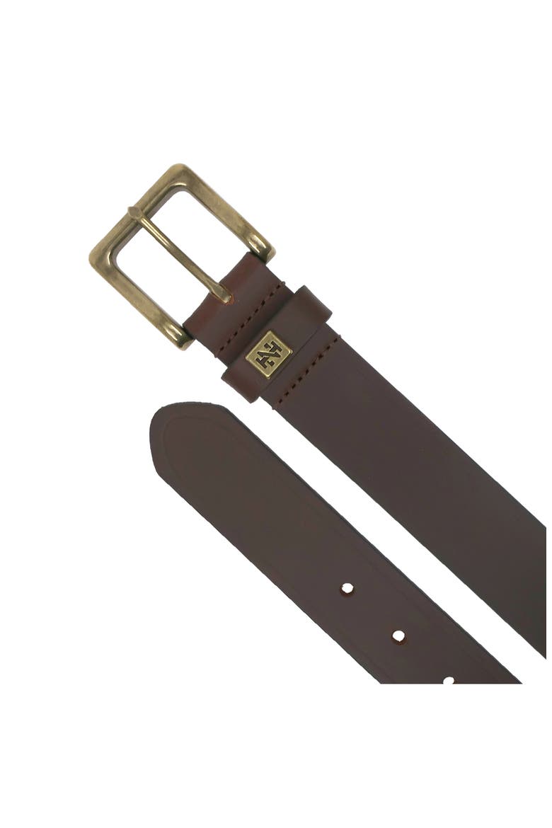Cut Edge Leather Belt, Alternate, color, BROWN