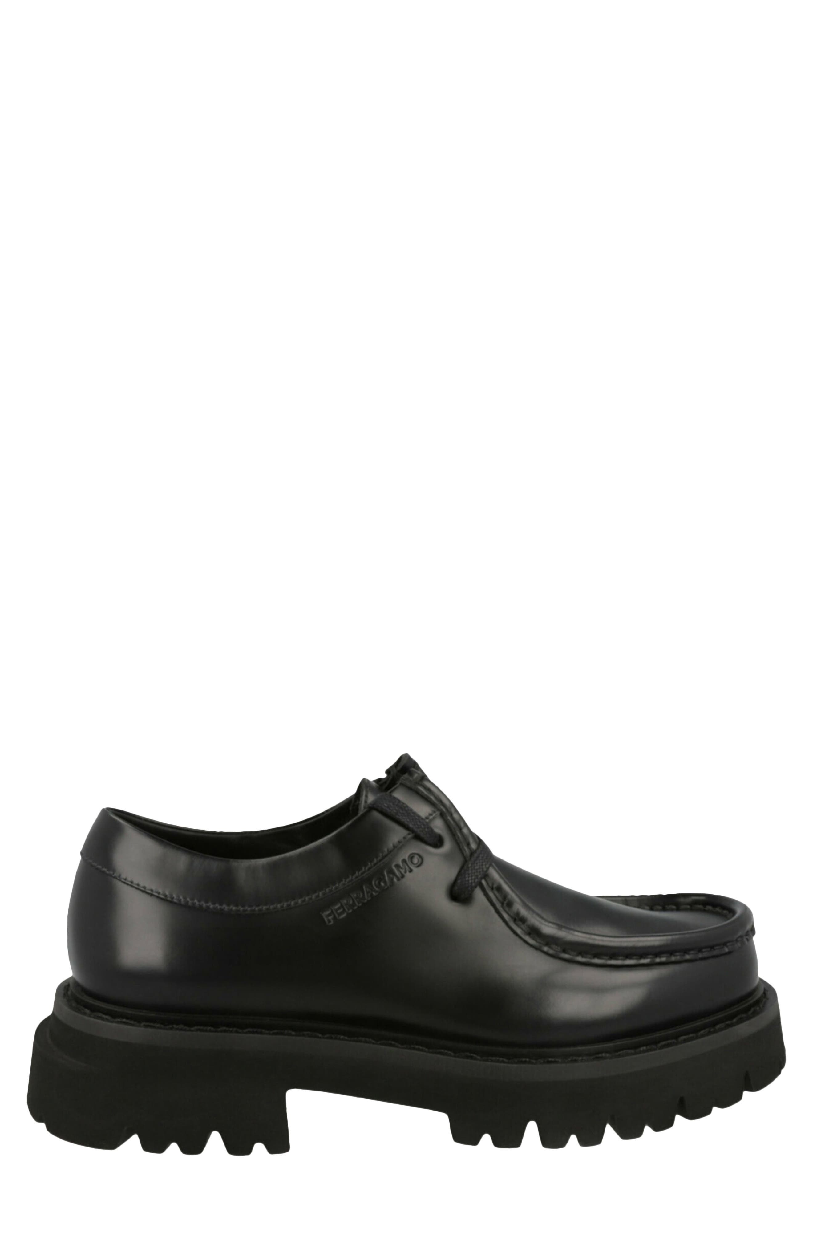 FERRAGAMO Deroy Lug Sole Dress Shoe, Alternate, color, Black