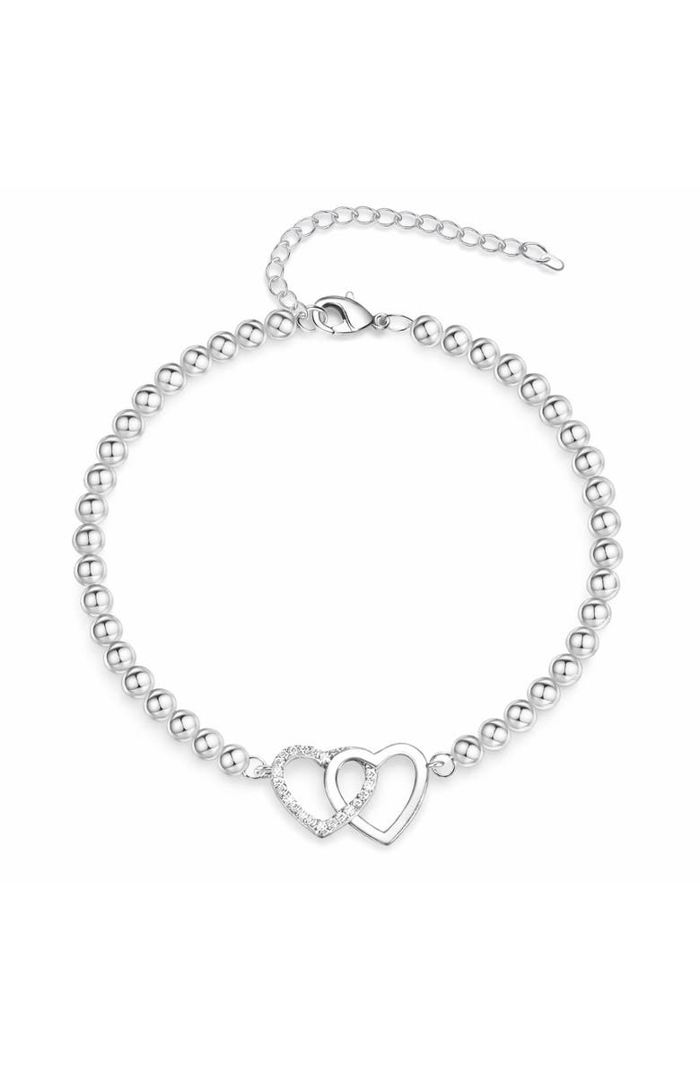 Donatello Gian Crystal Heart Bead Bracelet, Main, color, Silver