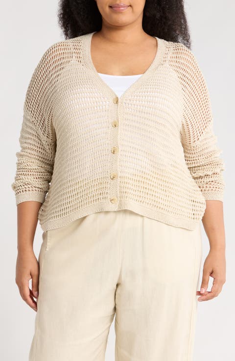 Open Stitch Cardigan (Plus)