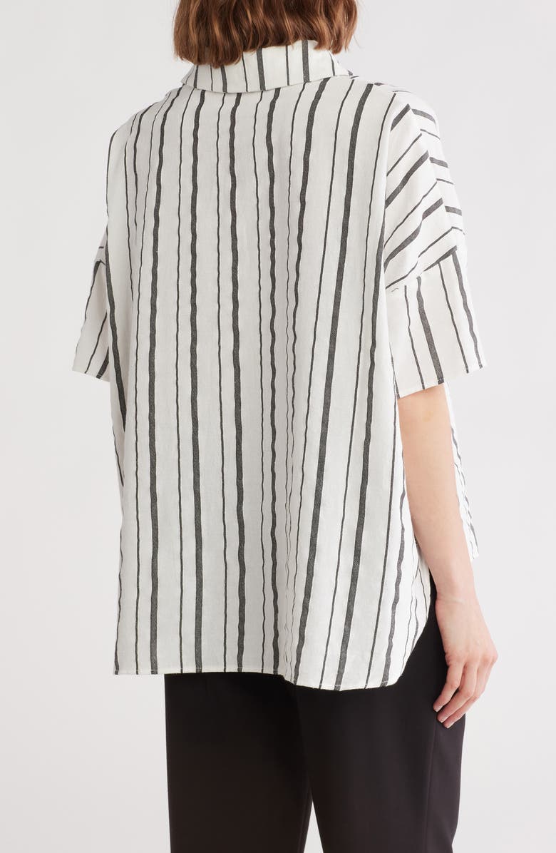 PATRIZIA LUCA Stripe Short Sleeve Button-Up Shirt, Alternate, color, Off White