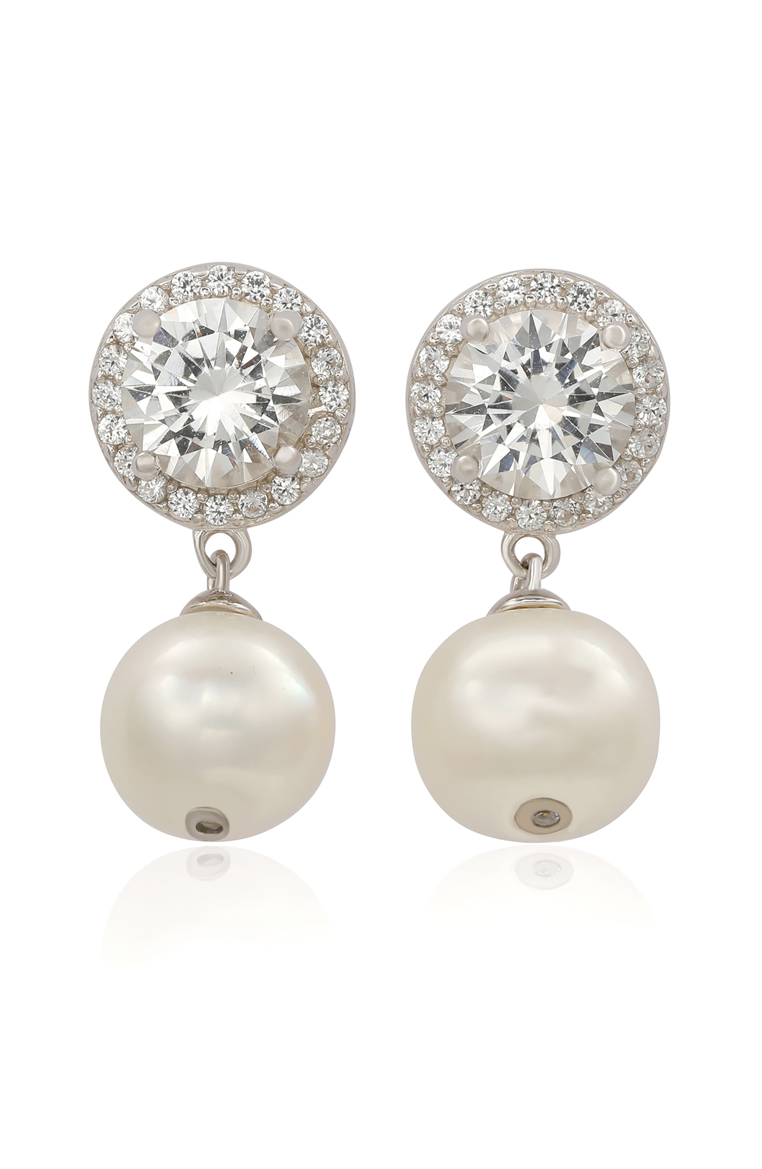 SUZY LEVIAN Sterling Silver Freshwater Pearl Drop Earrings