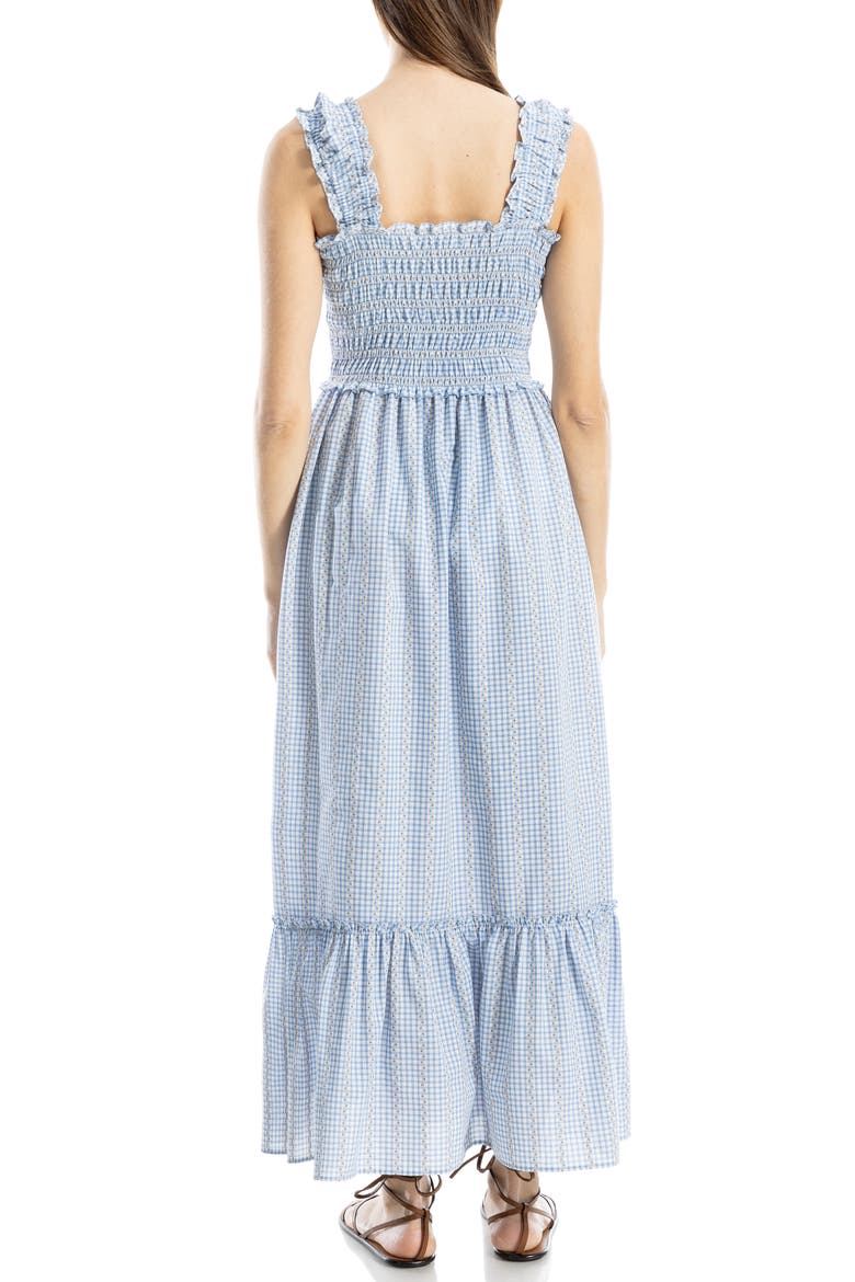 Wide Strap Smocked Maxi Dress, Alternate, color, BLUE/ WHITE CHECK GINGHAM