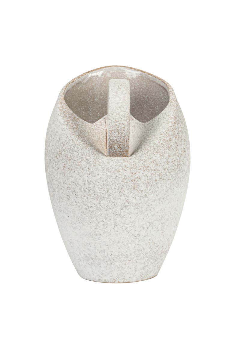 9-Inches 82-Ounce Textured Stoneware Pitcher in Reactive Glaze, White, Alternate, color, White