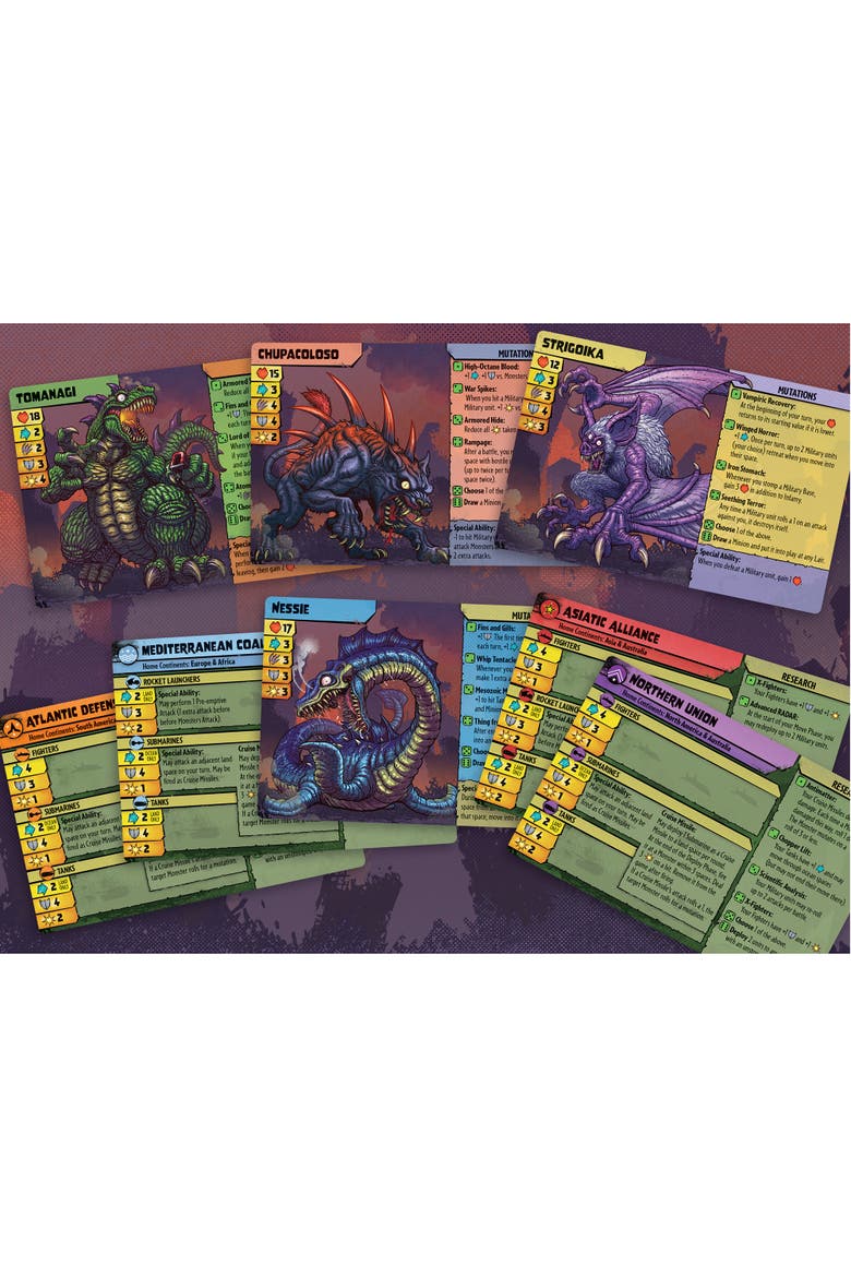 Monsters Menace the World Strategy Board Game, Alternate, color, Multicolored