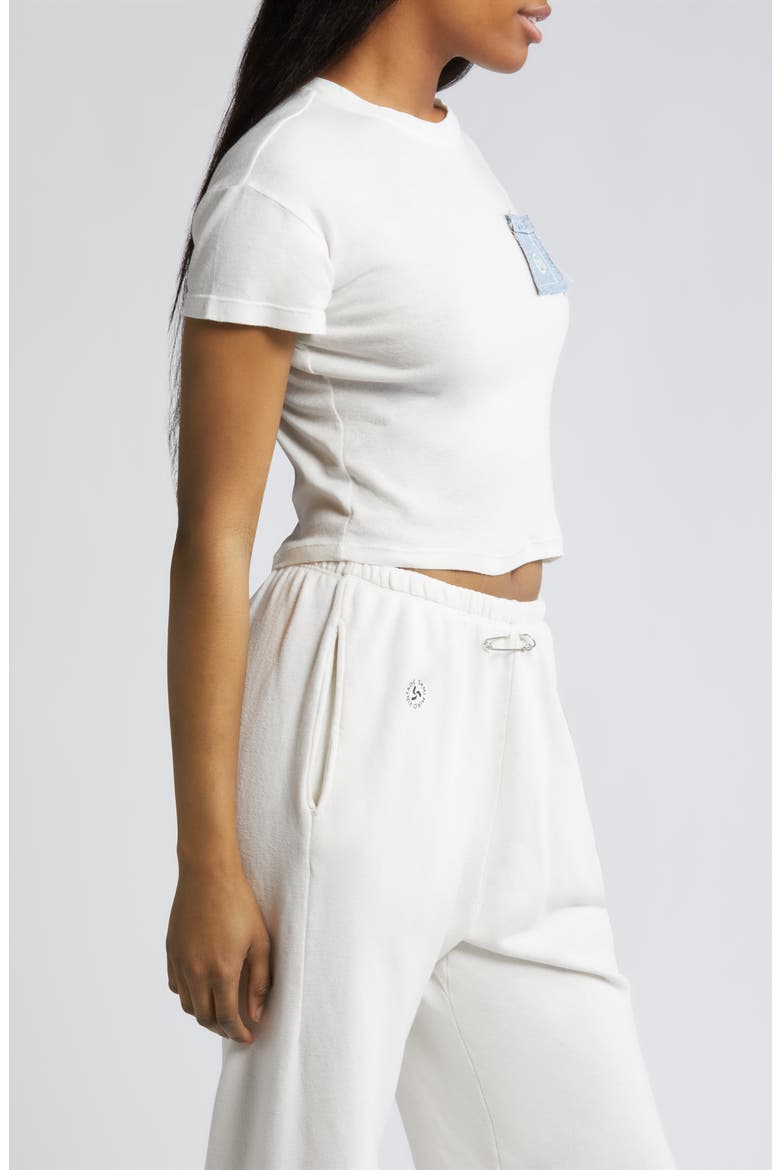 Denim Logo Patch Organic Cotton & Hemp Crop T-Shirt, Alternate, color, WHITE