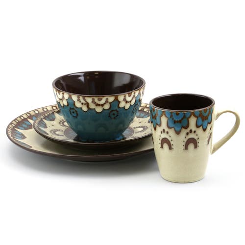 Elama Clay Heart 16 Piece Luxurious Stoneware Dinnerware With Complete Setting For 4, 16pc In Multi