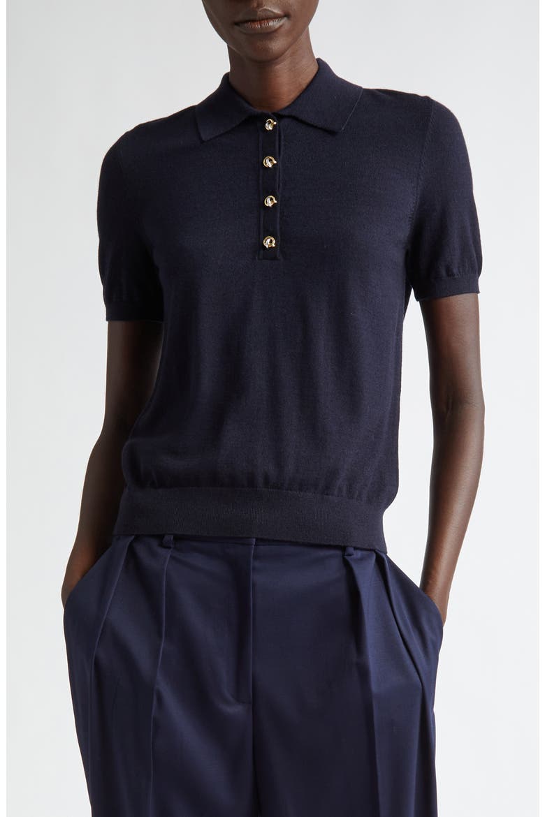 Nemo Merino Wool Blend Polo Sweater, Main, color, NAVY