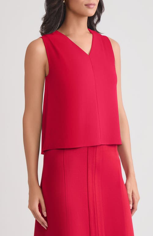 Misook Pima Cotton V-neck Tank In Red
