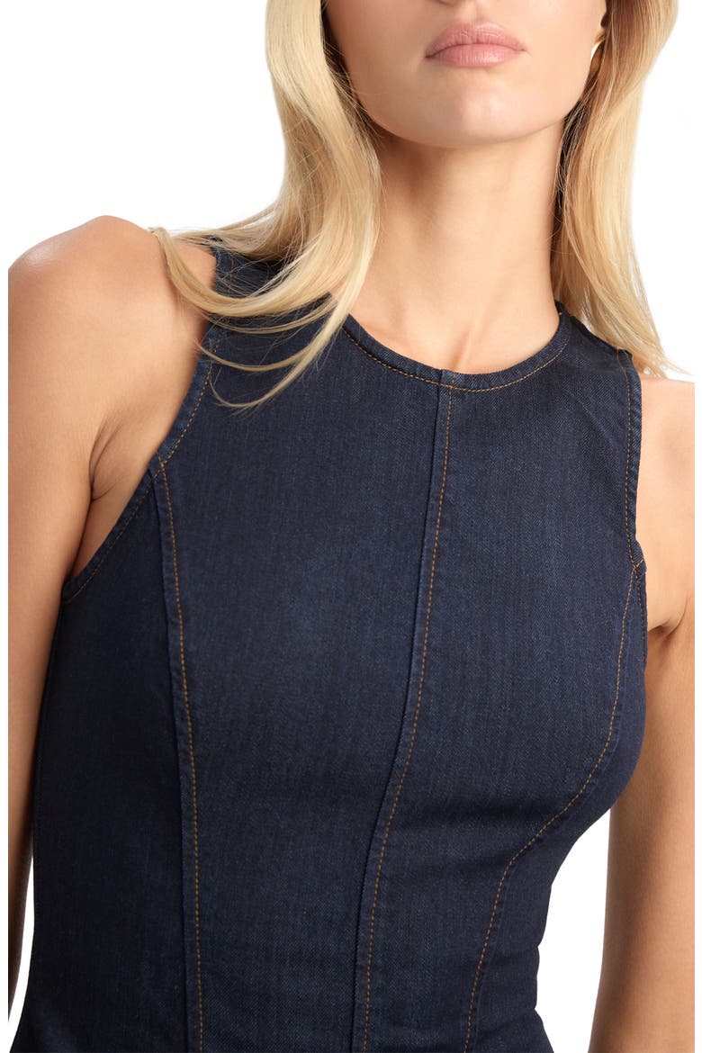 Palmer Denim Fit & Flare Minidress, Alternate, color, DARK