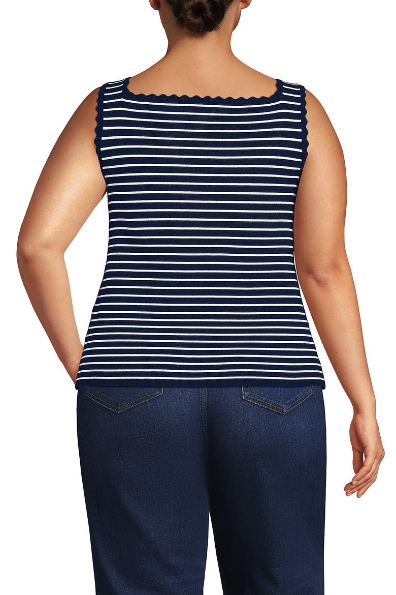 High Retention Square Neck Tank Sweater, Alternate, color, Deep Sea Navy/Ivory Stripe
