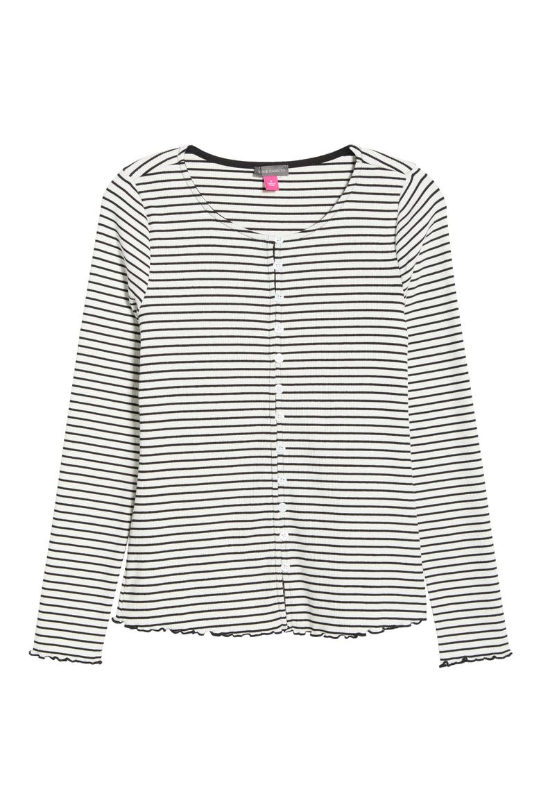 Stripe Stretch Cotton Knit Top, Alternate, color, RICH BLACK