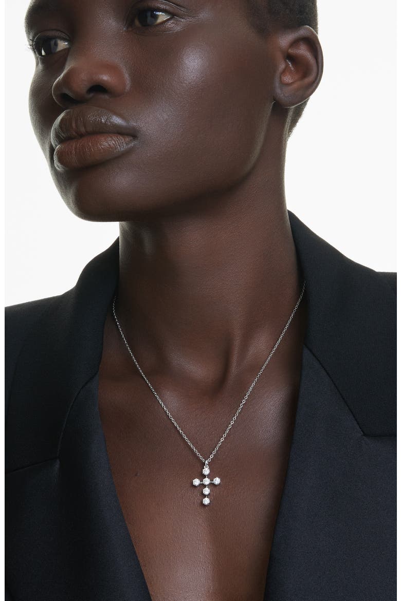 Insigne Cross Pendant Necklace, Alternate, color, WHITE/ SILVER