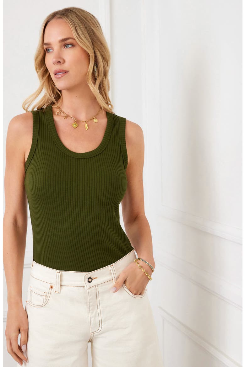 Scoop Neck Rib Tank, Alternate, color, OLIVE
