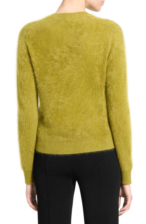 Theory Brushed Cardigan In Airy Cashmere In Green
