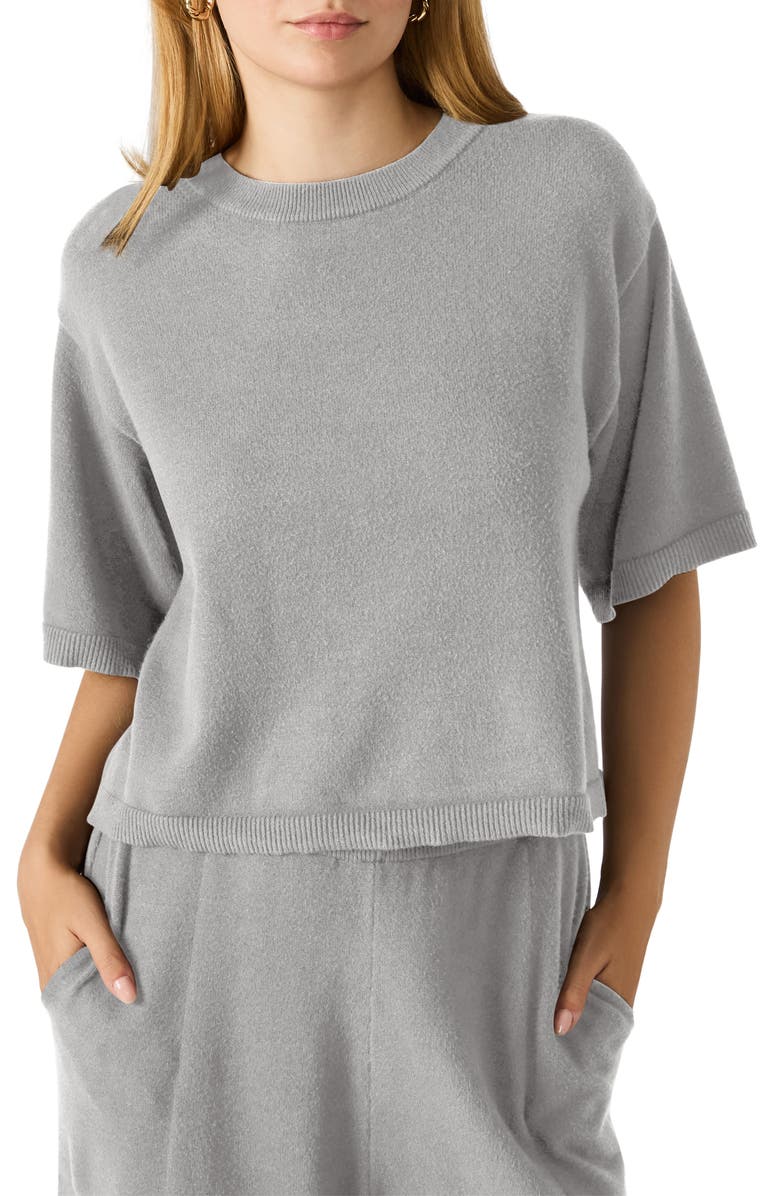 Steve Madden Kori Elbow Sleeve Crewneck Sweater, Main, color, Grey Heather