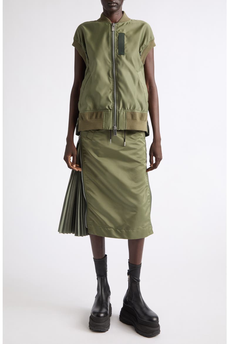 Nylon Twill Bomber Vest, Alternate, color, KHAKI