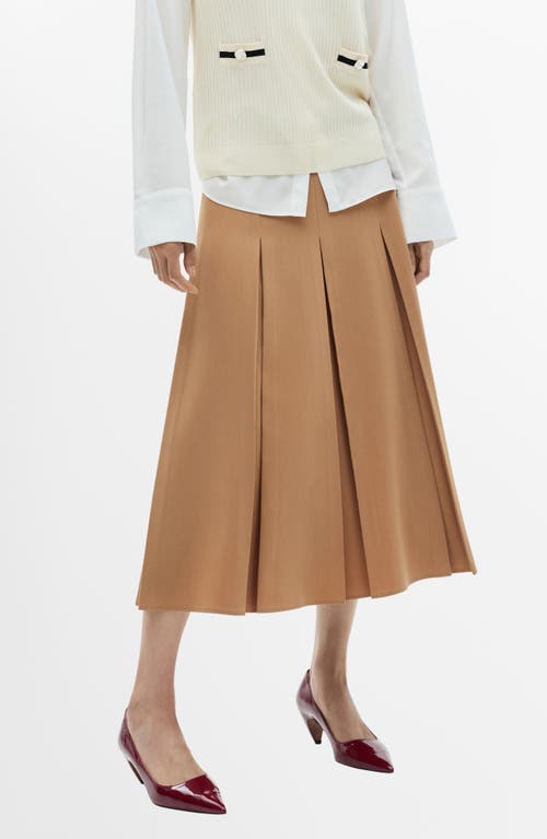 Mango Godet Midi Skirt In Medium Brown