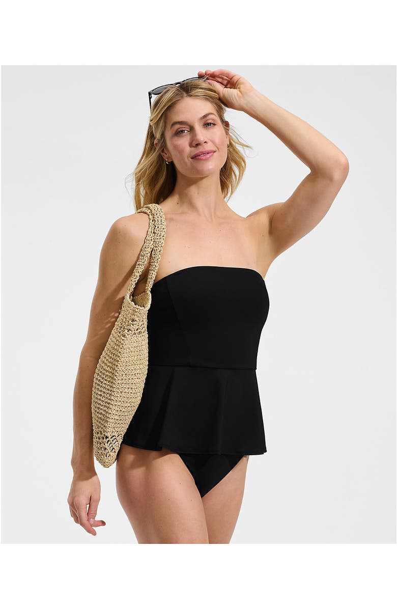 Lands' End Sculpting Waveshaper Peplum Swim Tankini Top, Alternate, color, Black
