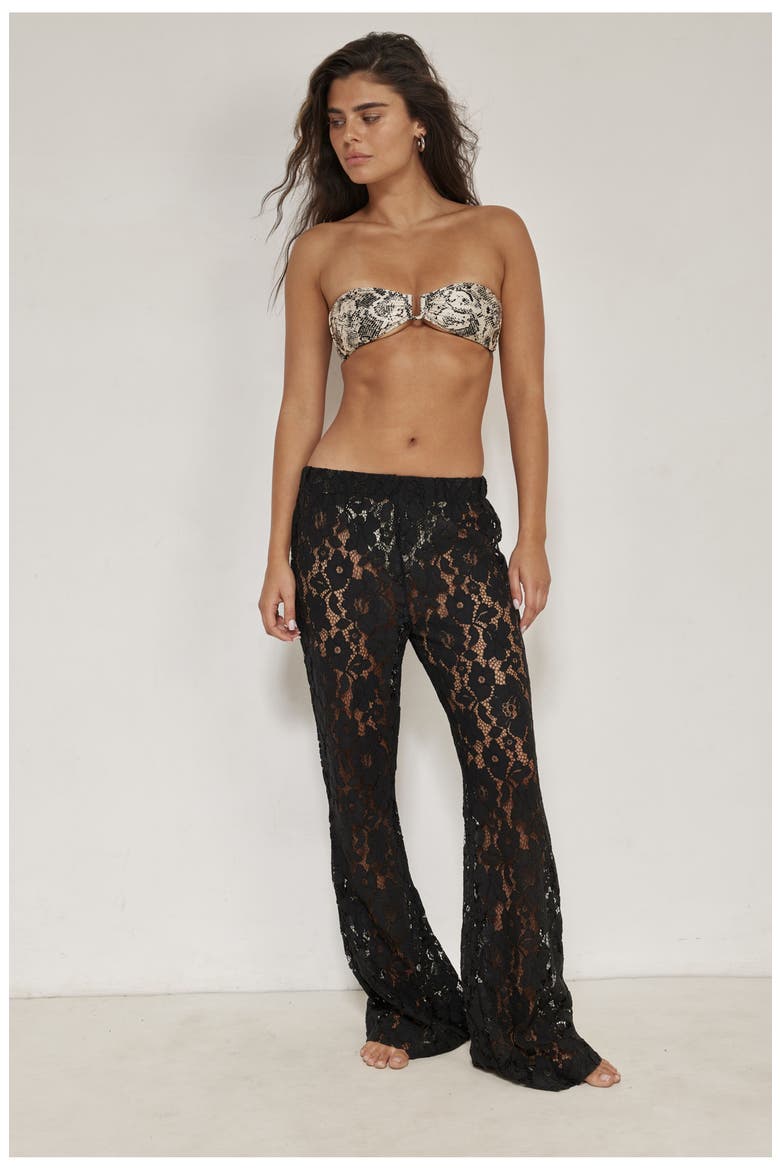 Saint Tropez Floral Lace Cover-Up Pants, Alternate, color, Black