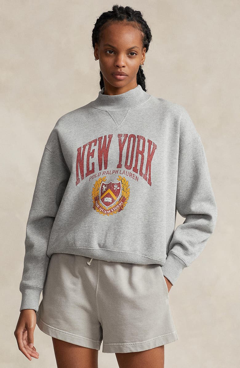 Polo Ralph Lauren Varsity Mock Neck Graphic Sweatshirt, Alternate, color, 