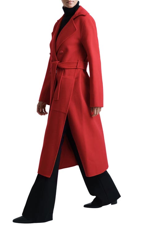 Sasha Belted Double Breasted Wool Blend Coat