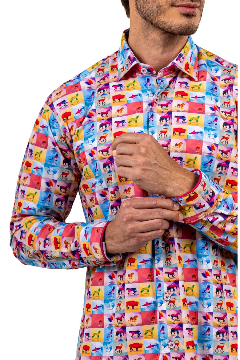 Fibonacci Stretch Ascension 3307 Contemporary Fit Button-Up Shirt, Alternate, color, PINK MULTI