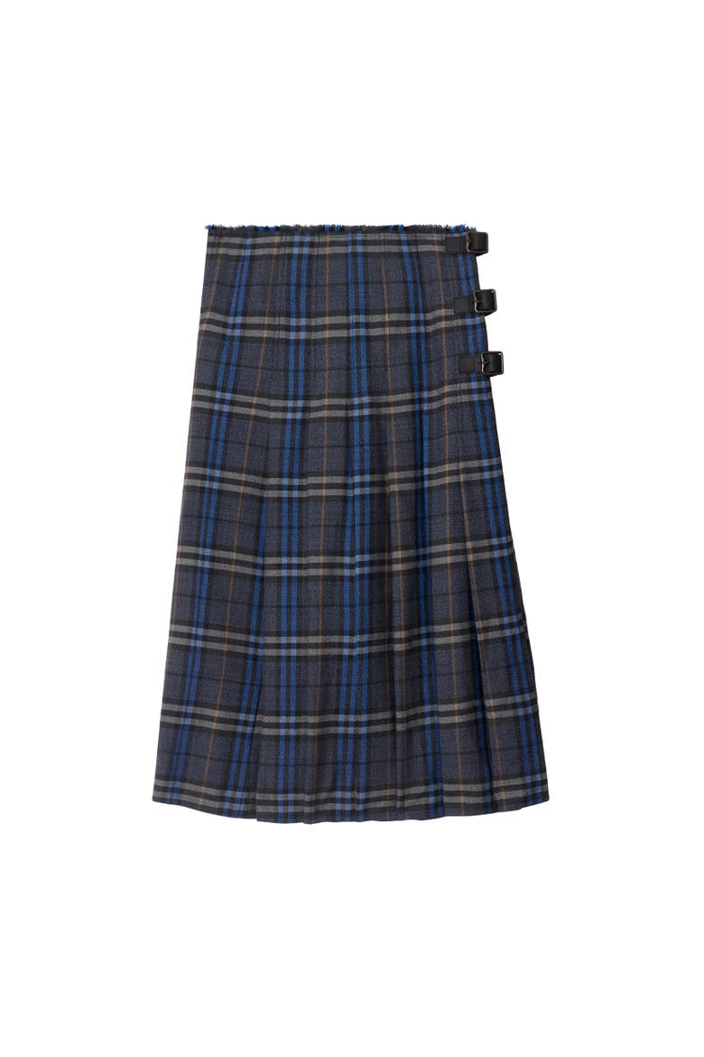 Check Wool Midi Kilt, Alternate, color, Bright oxford blue