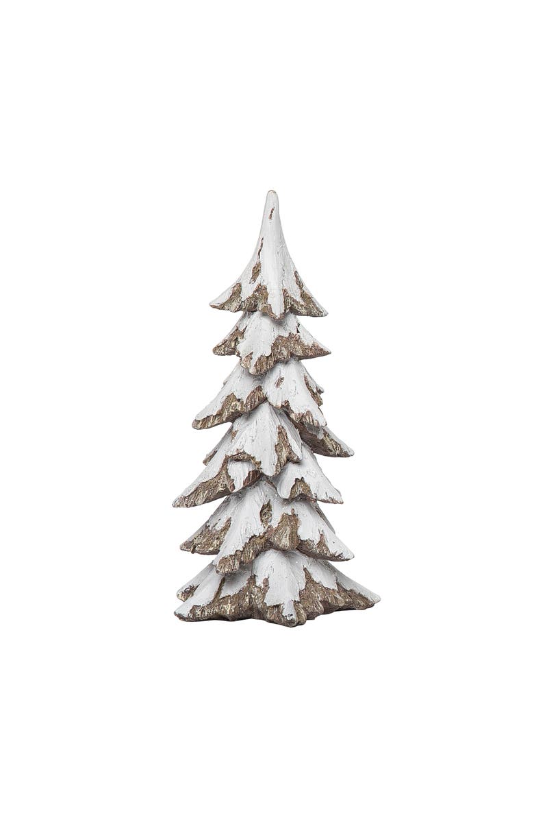 Transpac Off-White Christmas Snowy Tree Figurine Decorative Resin Sculpture, Alternate, color, Off-White