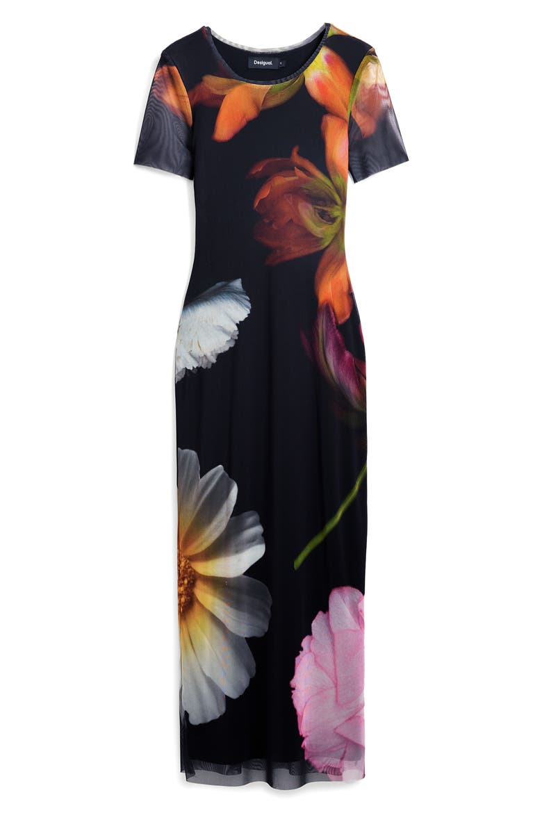 desigual floral mesh maxi dress Long floral dress M. C. Lacroix
