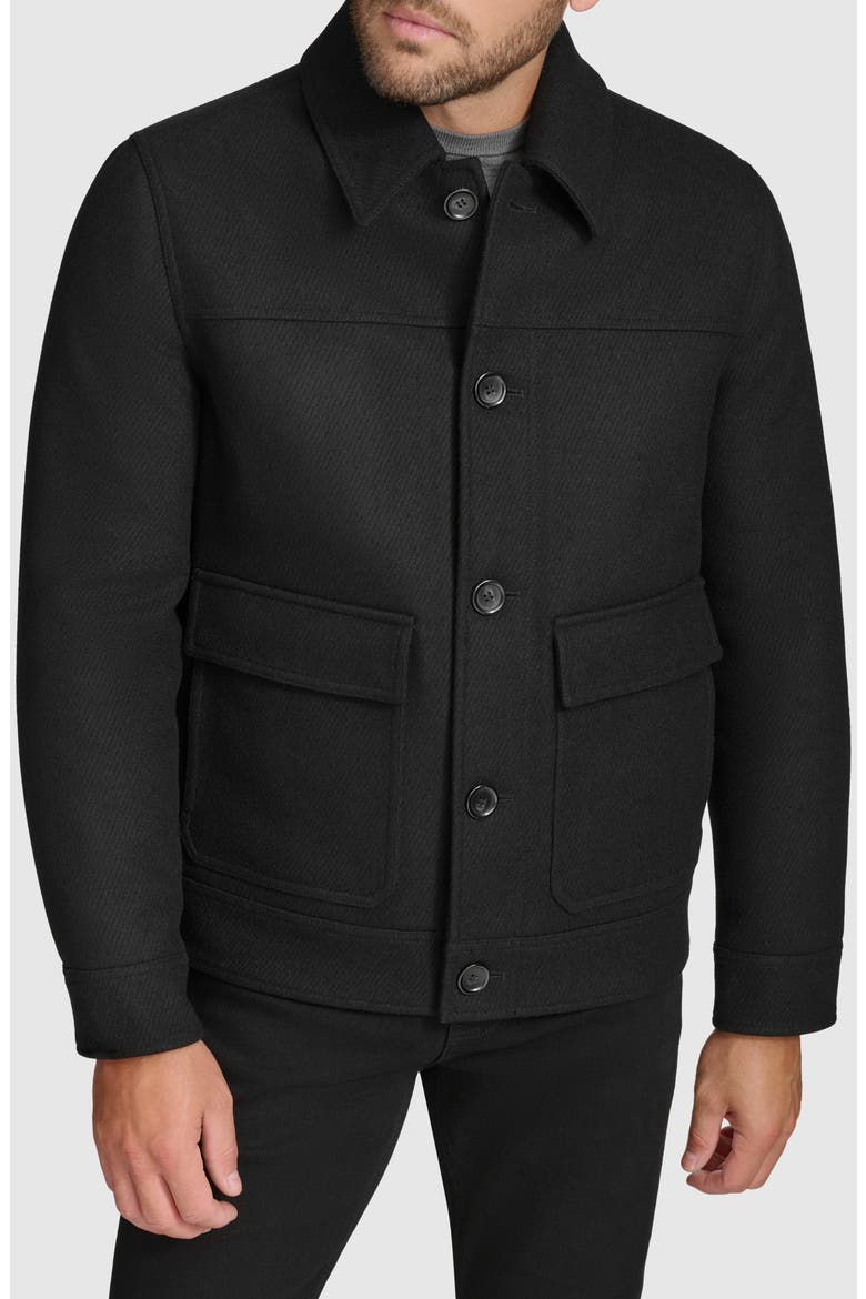 Insulated Wool Blend Twill Shirt Jacket, Main, color, BLACK