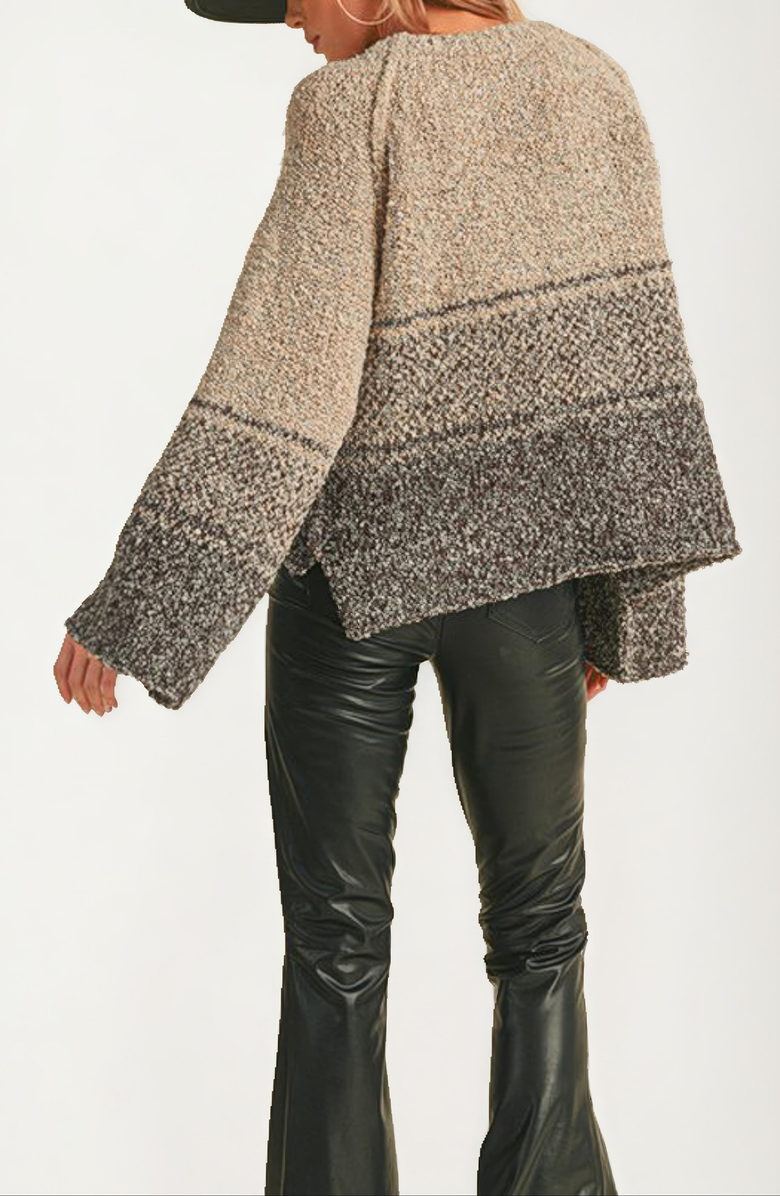 Knit and Lounge Textured Gradient Knit Flare Sleeve Pullover Sweater, Alternate, color, Beige Gradient