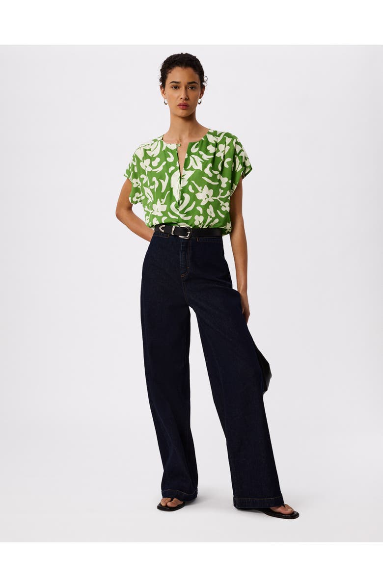 Whistles Floral Keyhole Blouse, Alternate, color, Grn/Multi