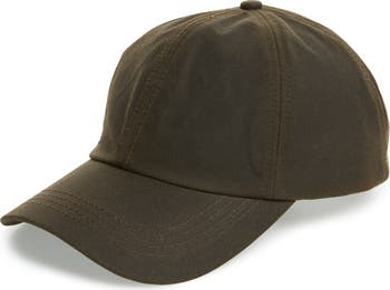 BARBOUR Olive Green Waxed Coton 6 Panel Baseball Cap Hat outlet Size One Size