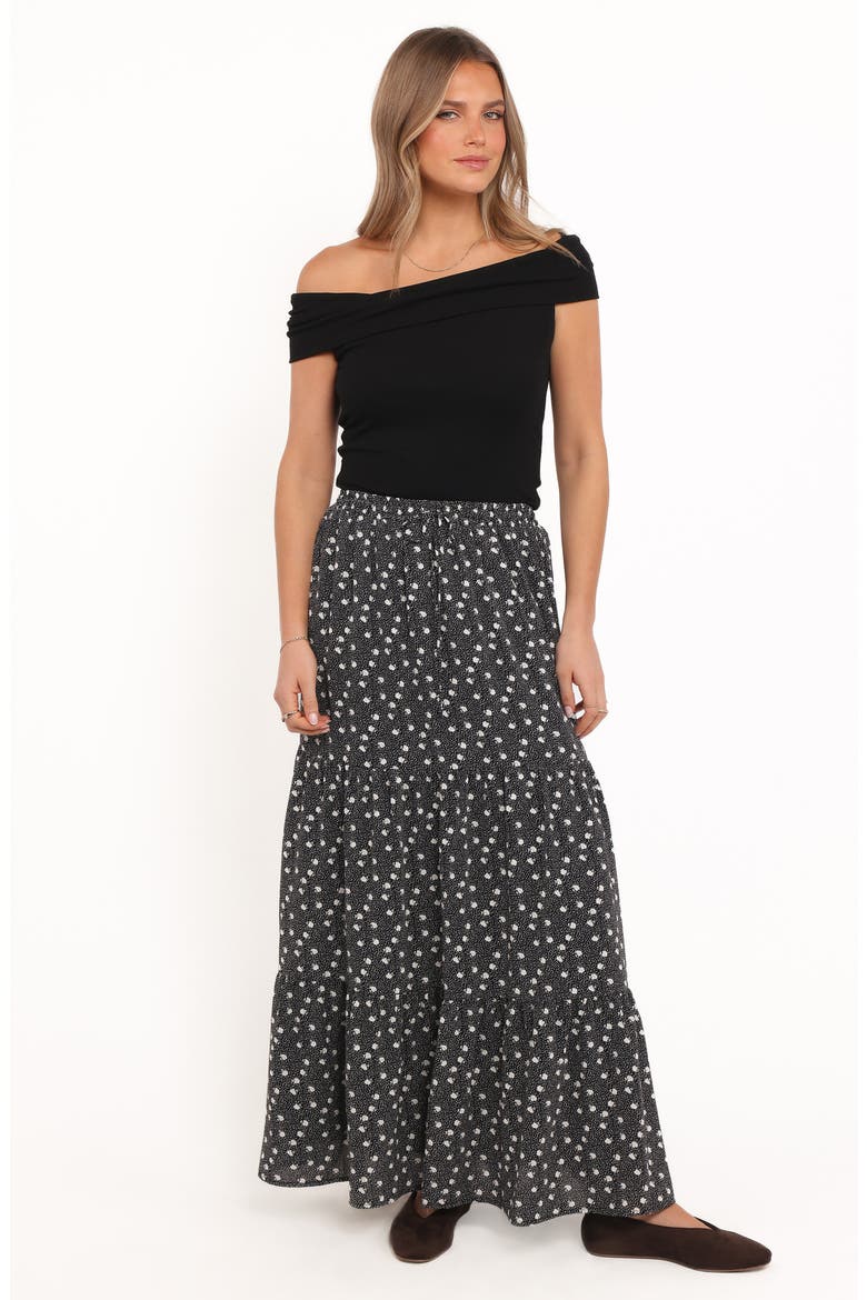 Vincent Tiered Maxi Skirt, Alternate, color, BLACK SPOT