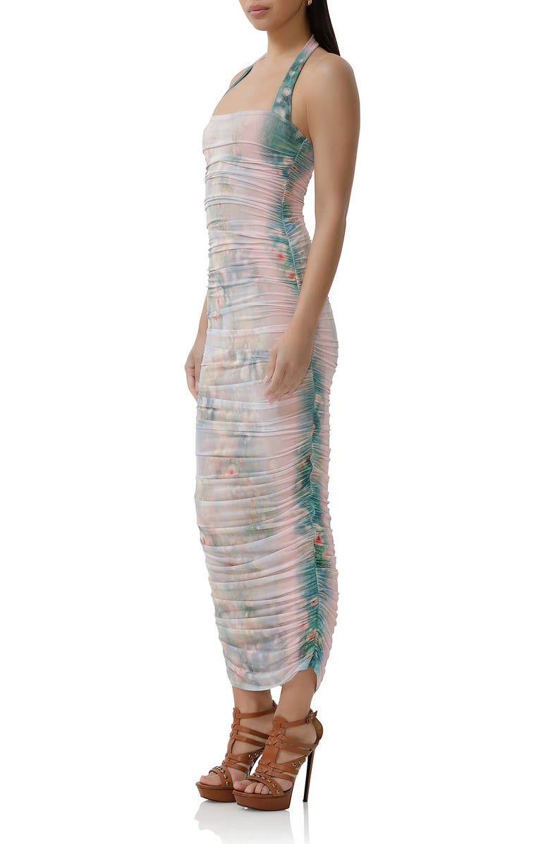 AFRM Indina Floral Mesh Body-Con Maxi Dress, Alternate, color, Placement Fog