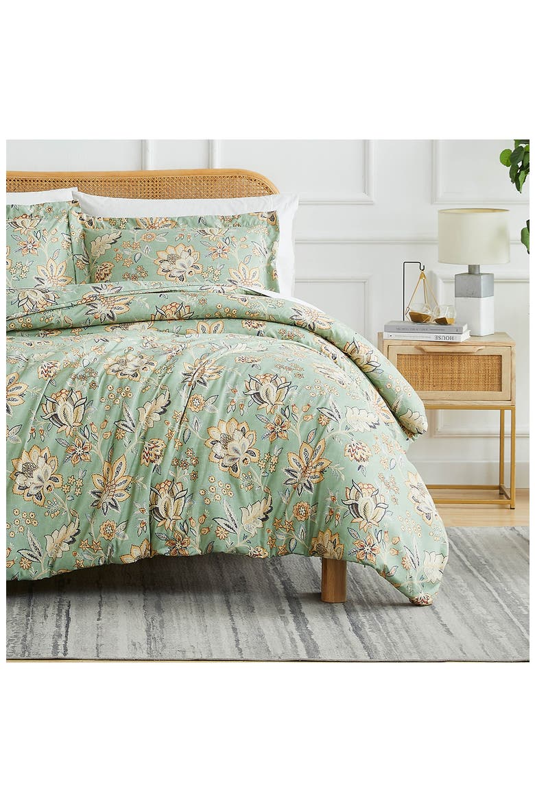 Jacobean Willow Oversize Duvet Set, Alternate, color, GREEN