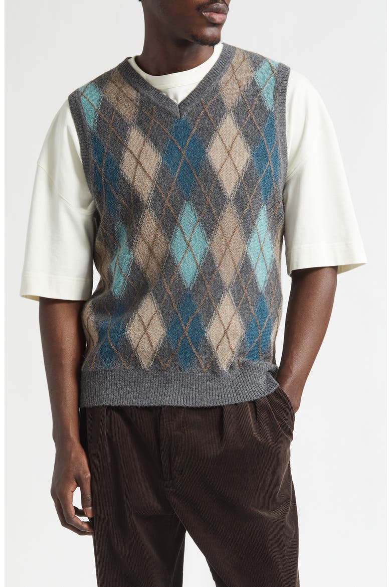 Argyle Intarsia Alpaca Sweater Vest, Main, color, GREY