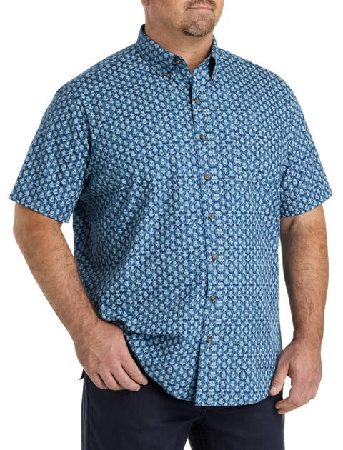 Big & Tall Easy-Care Floral Print Sport Shirt